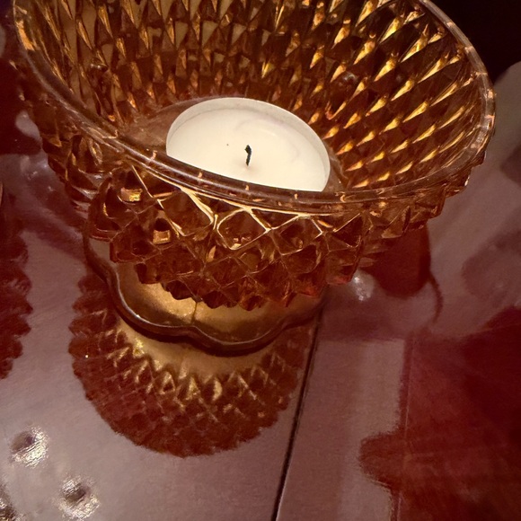 Amber Diamond-Cut Glass Fairy Light - Home Accent by Indiana Glass Co - Picture 4 of 5